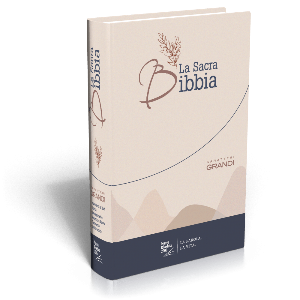 Italien, Bible NR2006 gros caractères - modèle rigide illustré bleu-beige