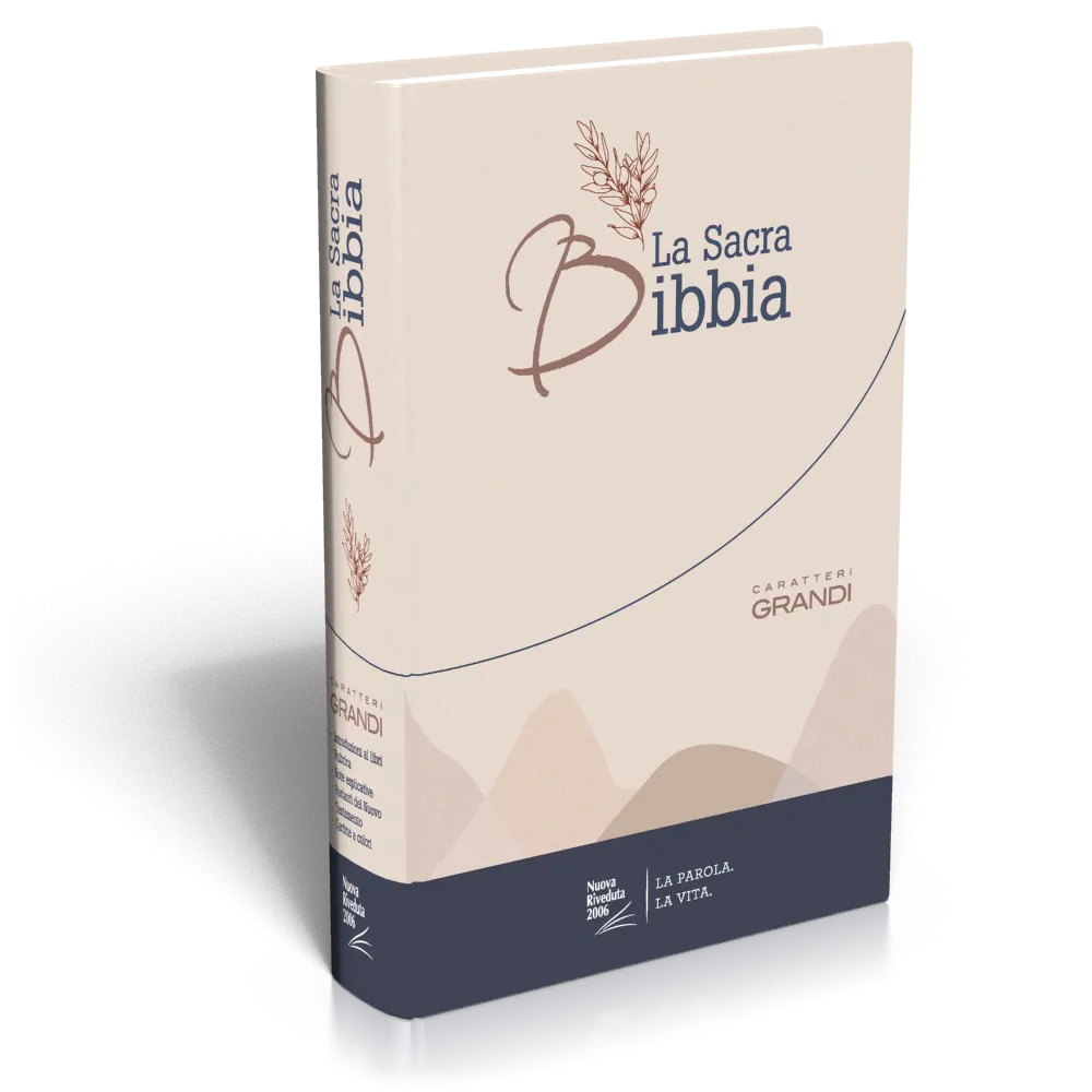 Italien, Bible NR2006 gros caractères - modèle rigide illustré bleu-beige