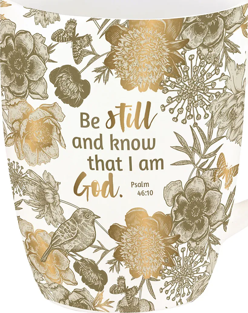 Be still and know that I am God (Tasse) 310 ml - Gold-Tasse mit hübschem Blumendesign und...