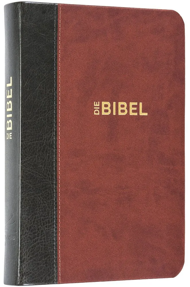 Schlachter Bibel 2000 - Taschenausgabe mit Parallelstellen Angabe - Zweifarbig Grau-braun - Goldrand