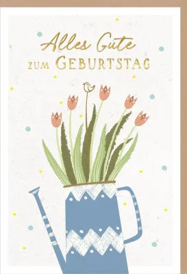 Faltkarte Giesskanne mit Blumen