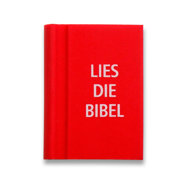 Radiergummi in Buchform - Lies die Bibel - rot