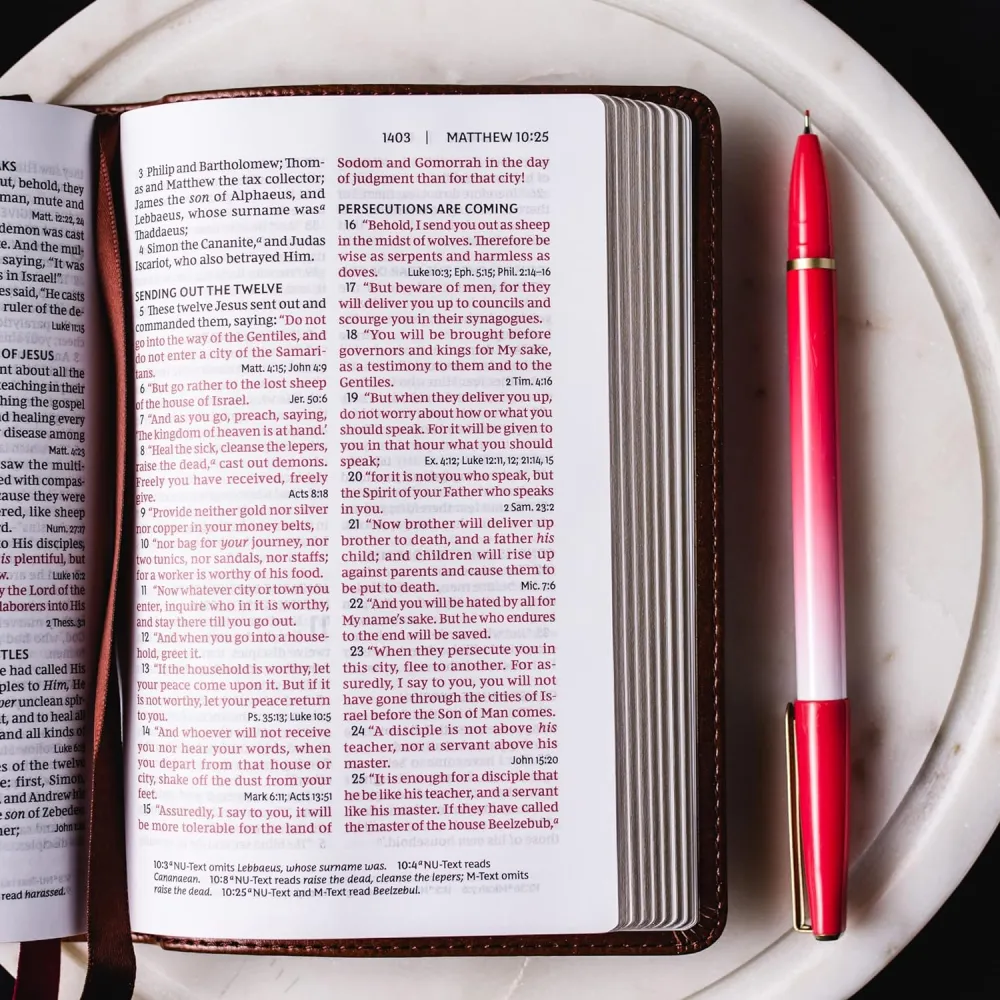 Englisch, Bibel New King James Version, Kompakt, Leder, blau