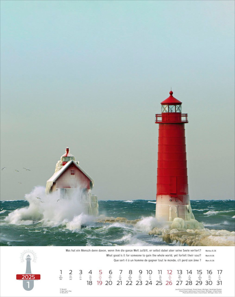 Leuchttürme, Phares, Lighthouses Dreisprachig Deutsch, Französisch, Englisch - Super-Wandkalender
