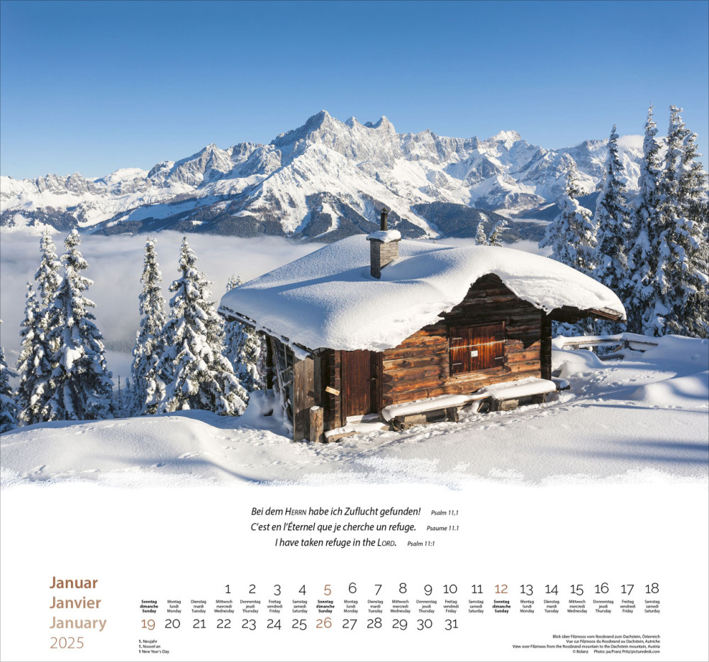 Berge dreisprachig: Deutsch, Französisch, Englisch - Wandkalender