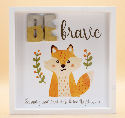 Cementini Wandbild Be brave Fuchs - Kinderdeko mit Aufhänger