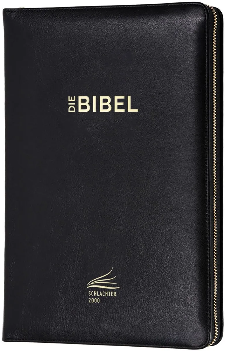 Bibel Schlachter 2000, Vollrindleder, Goldschnitt Mit Reissverschluss