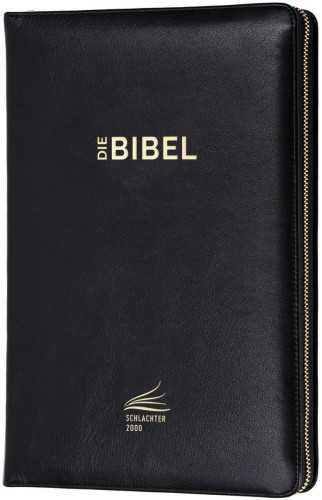 BIBEL SCHLACHTER 2000, VOLLRINDLEDER, GOLDSCHNITT MIT REISSVERSCHLUSS