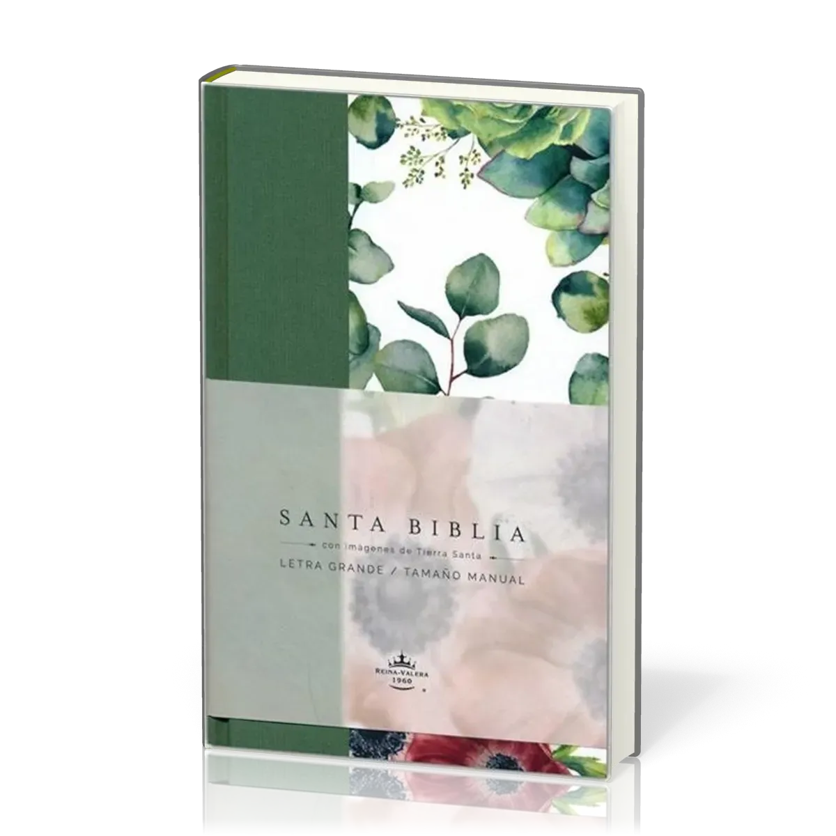 Spanisch, Bibel Reina Valera 1960, Grossdruck - Kartonnierter Stoffeinband grün mit Blumenmuster