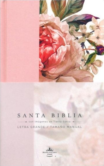 Spanisch, Bible Reina Valera 1960, Grossdruck - Kartonnierter Stoffeinband rosa mit Blumenmuster