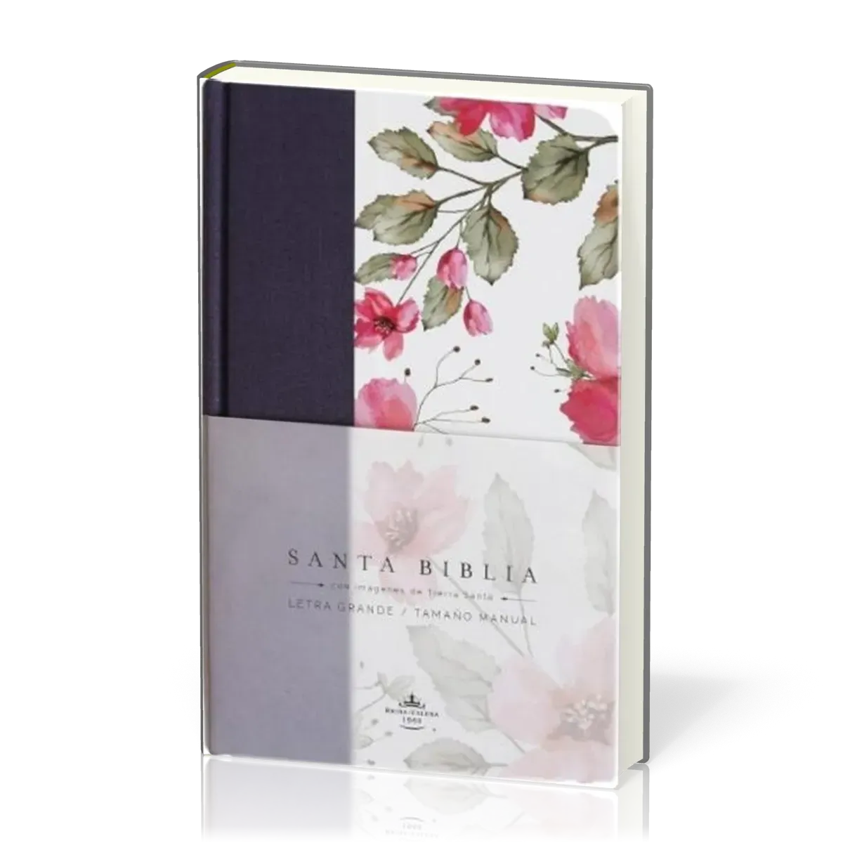 Spanisch, Bibel Reina Valera 1960, Grossdruck - Kartonnierter Stoffeinband violett mit Blumenmuster