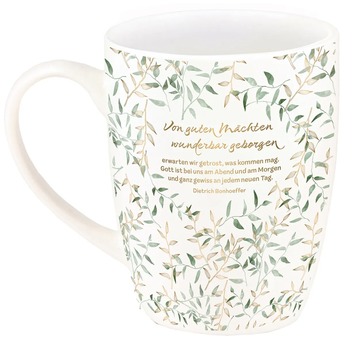 Tasse - Wunderbar geborgen - weiss, grün, 300ml