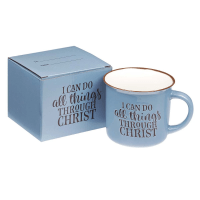 Tasse - I can do all things through Christ - blau, 390ml