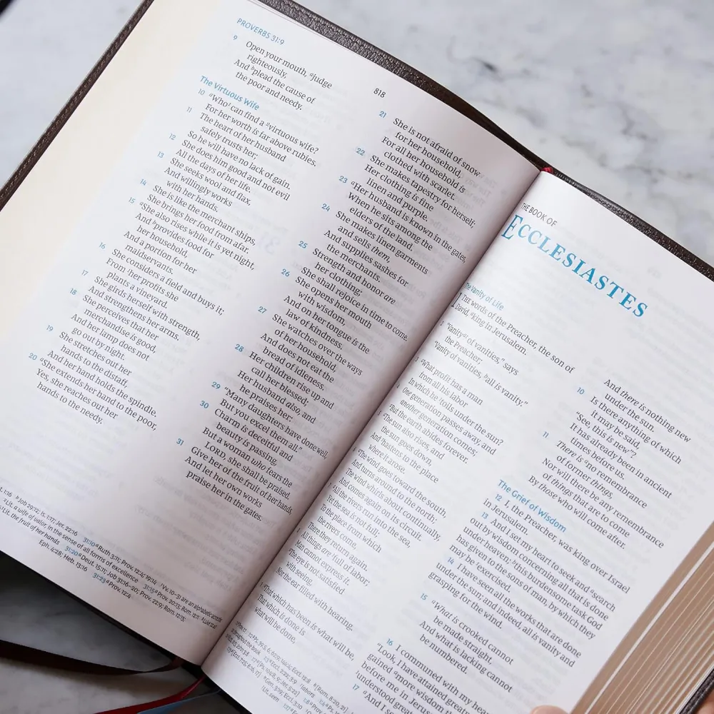 NKJV, Large Print Verse-by-Verse Reference Bible - Brown Leathersoft