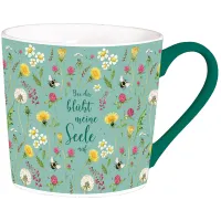 Tasse - Bei dir blüht meine Seele auf - 350ml, grün Motiv Blumen
