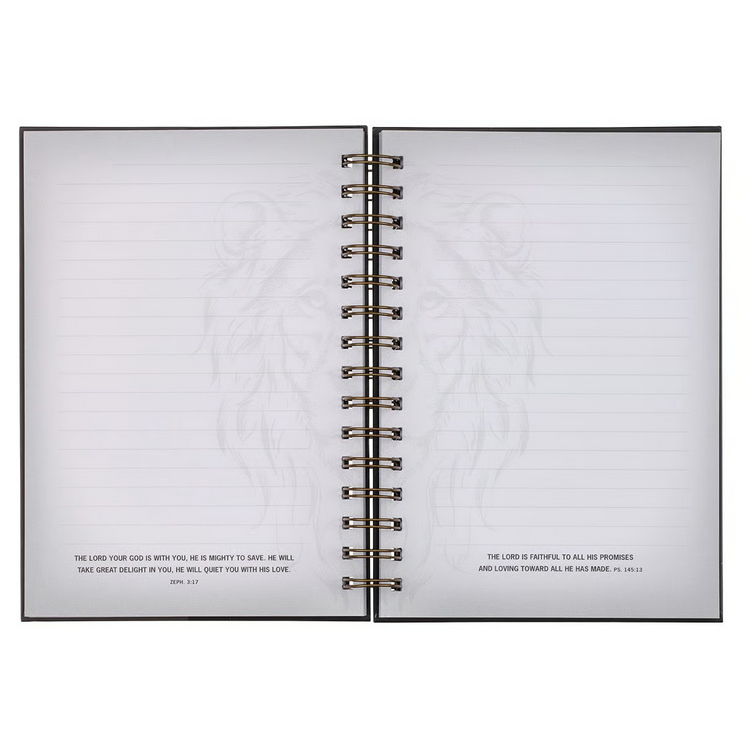 Notizbuch - Strong and courageous / Stark und mutig / Jos 1:9 - mit Spiralbindung, schwarz, grau,...