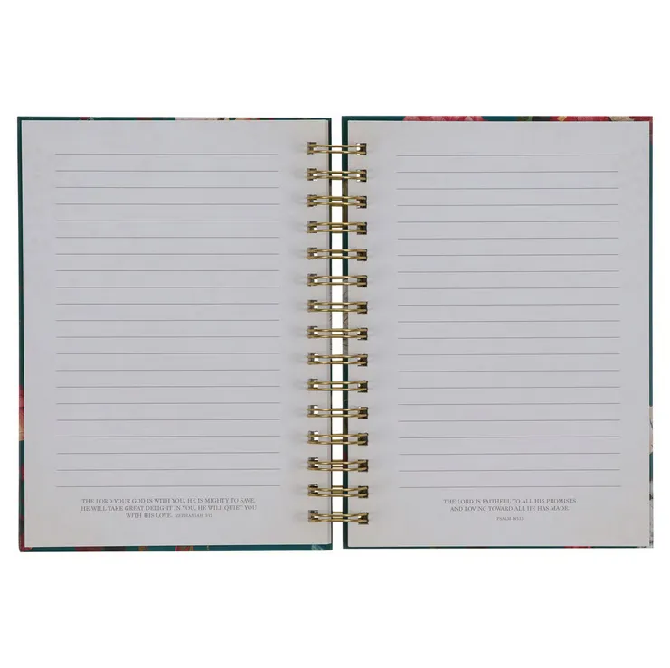 Notizbuch - All things / Alle Dinge / Mt 19:26 - mit Spiralbindung, blaugrün, Blumenmotif