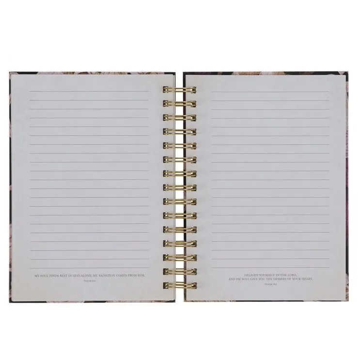 Notizbuch - Be strong / Sei stark / Jos 1:9 - mit Spiralbindung, schwarz, Blumenmotif