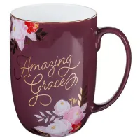 Tasse - Erstaunliche Gnade - burgund, Blumenmotif, 444ml