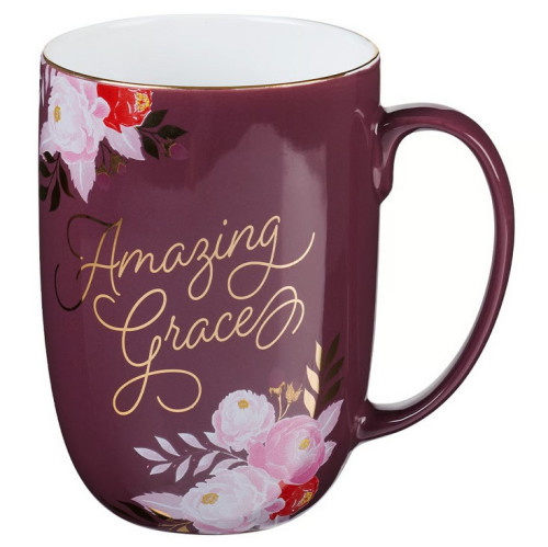Tasse - Erstaunliche Gnade - burgund, Blumenmotif, 444ml