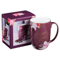 Tasse - Erstaunliche Gnade - burgund, Blumenmotif, 444ml