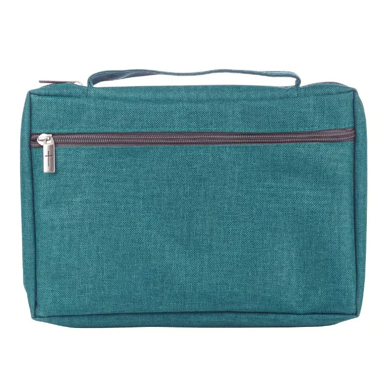 Bibelhülle Ichtus S - grün, mit Reissverschluss, Seitentasche und Tragehenkel