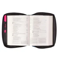 Bibelhülle Ichtus S - blau, mit Reissverschluss, Seitentasche und Tragehenkel