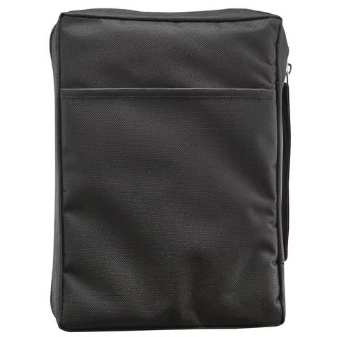 Bibelhülle Ichtus M - schwarz, mit Reissverschluss, Seitentasche und Tragehenkel