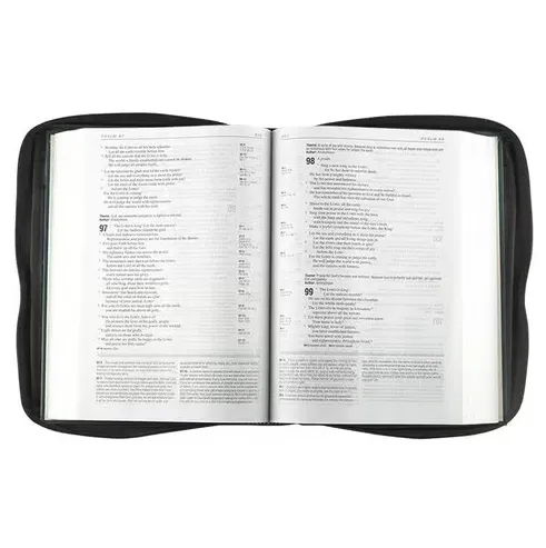 Bibelhülle Ichtus M - schwarz, mit Reissverschluss, Seitentasche und Tragehenkel