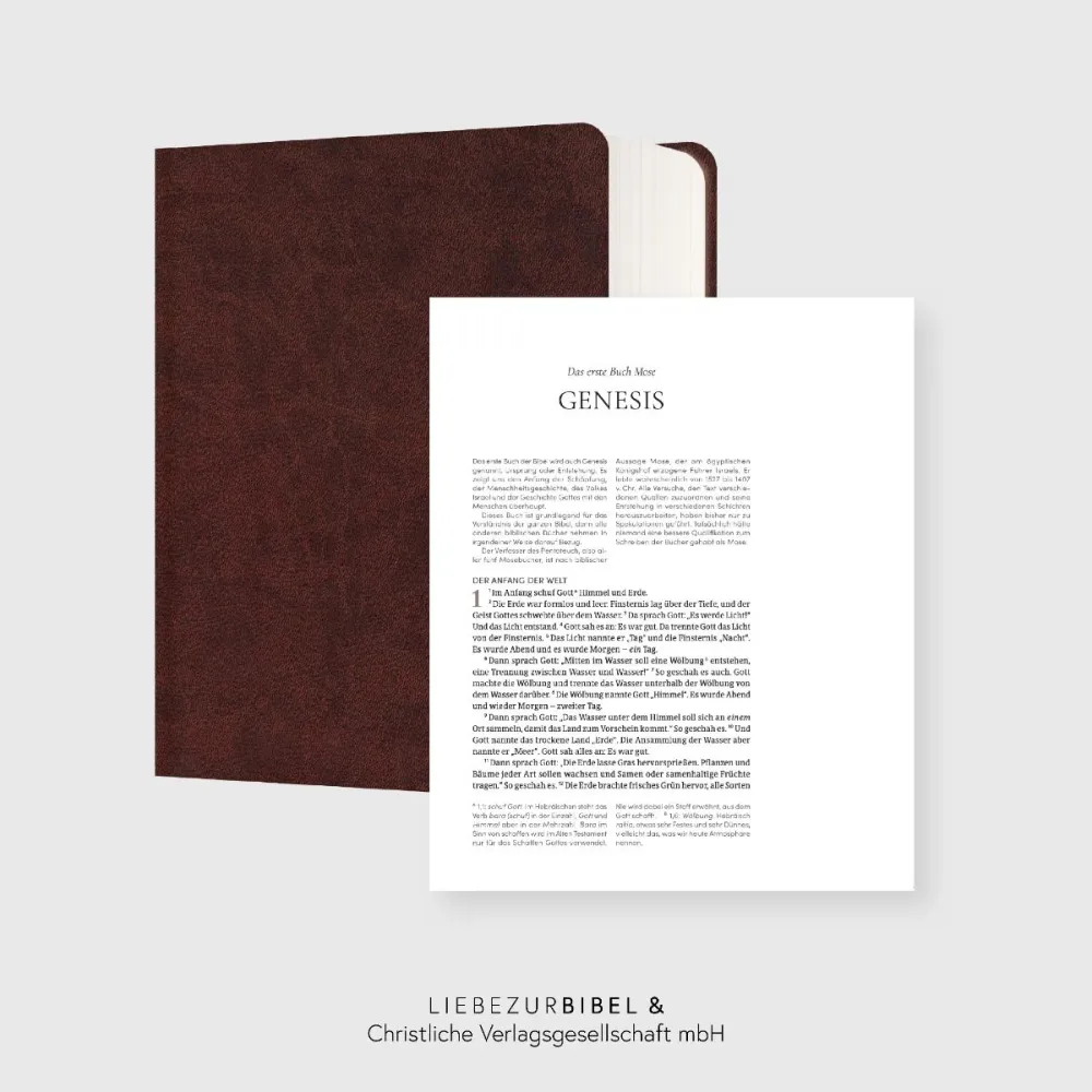 NeÜ bibel.heute Liebezurbibel - Flexibler Kunstledereinband - braun/dunkel mit Schreibrand