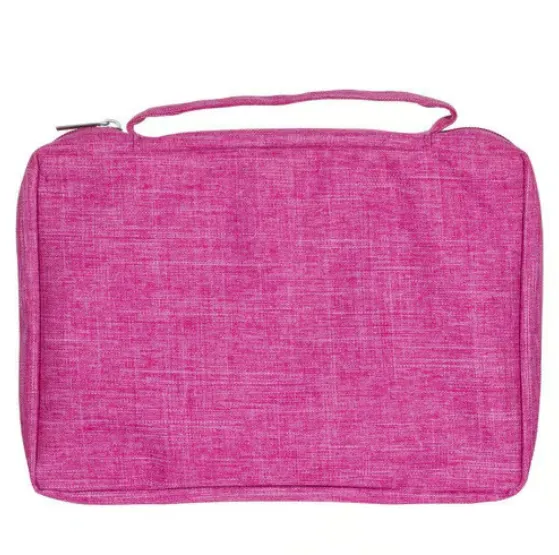 Bibelhülle Ichtus S - rosa, mit Reissverschluss, Seitentasche und Tragehenkel