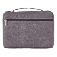 Bibelhülle Ichtus S - grau, mit Reissverschluss, Seitentasche und Tragehenkel