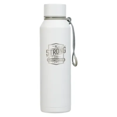 Wasserflasche Edelstahl - Stark und Mutig - weiss, 710ml