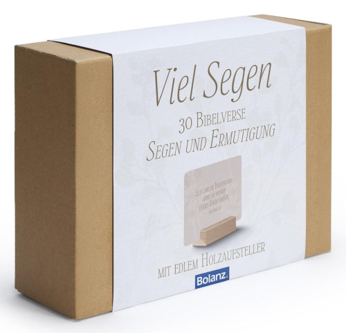 Minikarten-Box „Viel Segen" - 30 Bibelverse Segen und Ermutigung
mit Edlem Holzaufsteller