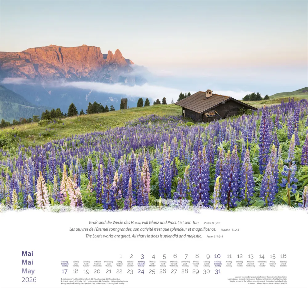 Berge dreisprachig: Deutsch, Französisch, Englisch - Super-Wandkalender