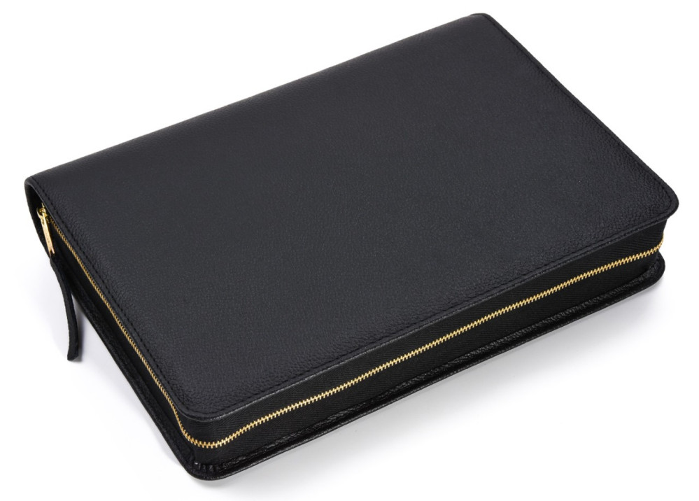 Bibelhülle für Schlachter 2000 Standardausgaben - Rindleder, fein genarbt - Schwarz