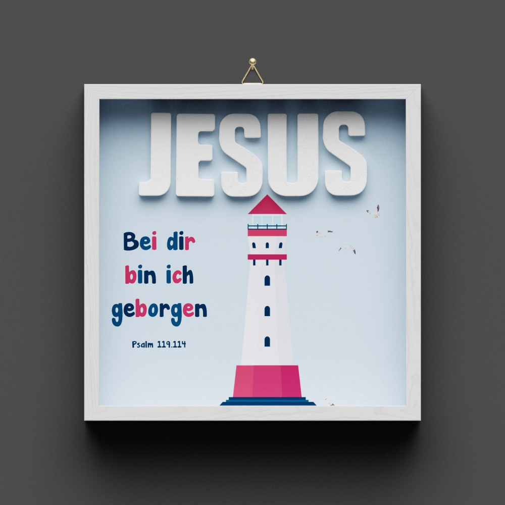 Cementini Wandbild JESUS - Betonbuchstaben mit Nacht-Leucht-Effekt