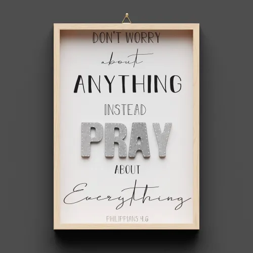 Cementini Wandbild PRAY Phil. 4,6 - Dekobild mit Aufhänger