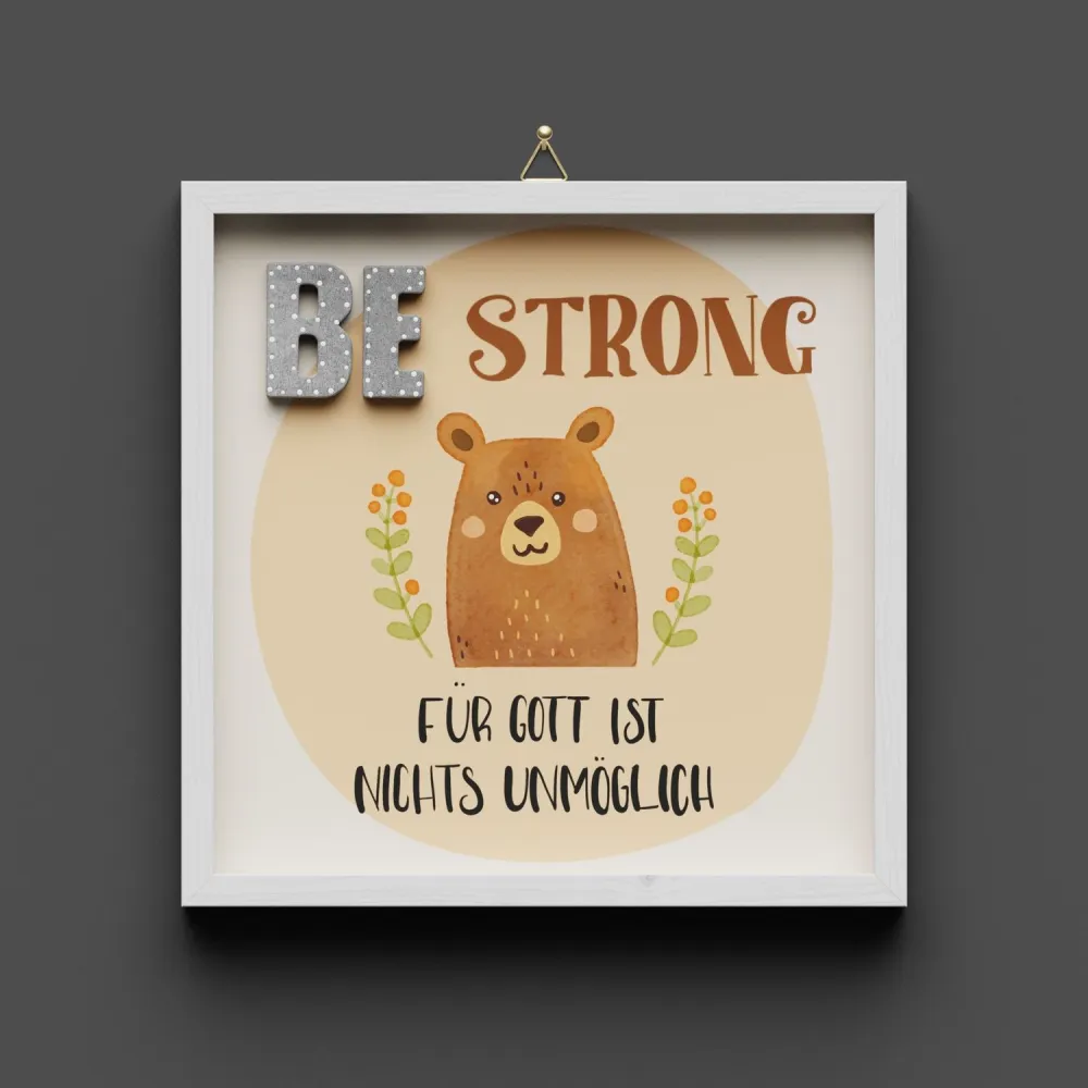 Cementini Wandbild  Be strong Bär - Kinderdeko mit Aufhänger