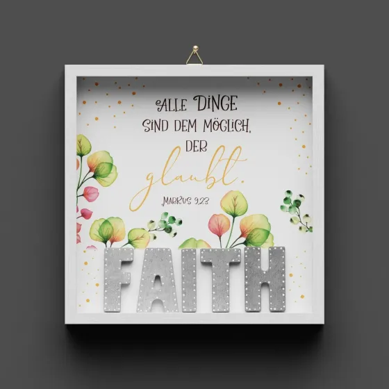 Cementini Wandbild FAITH Mk. 9,23 - Dekobild mit Aufhängung, Lovely - Motiv