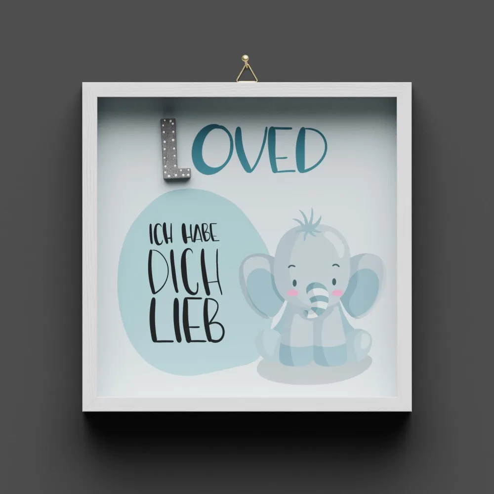 Cementini Wandbild LOVED Elefant - Kinderdeko mit Aufhängung