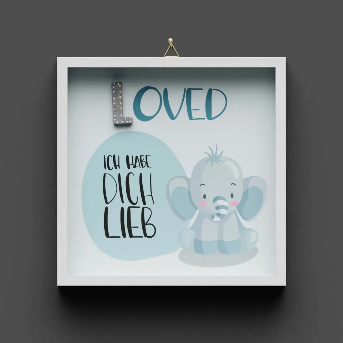 Cementini Wandbild LOVED Elefant - Kinderdeko mit Aufhängung