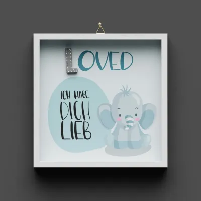 Cementini Wandbild LOVED Elefant - Kinderdeko mit Aufhängung