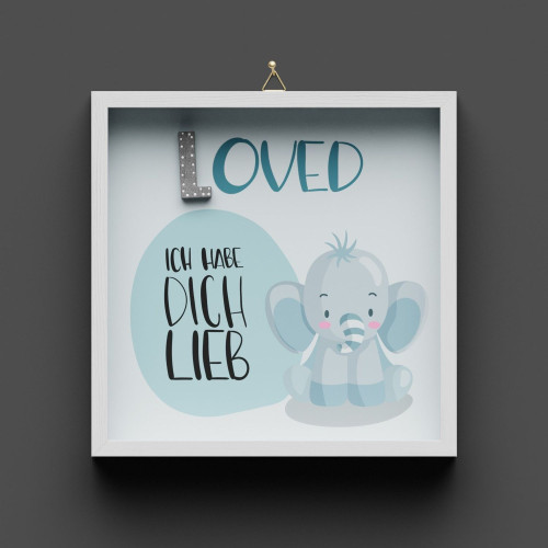 Cementini Wandbild LOVED Elefant - Kinderdeko mit Aufhängung