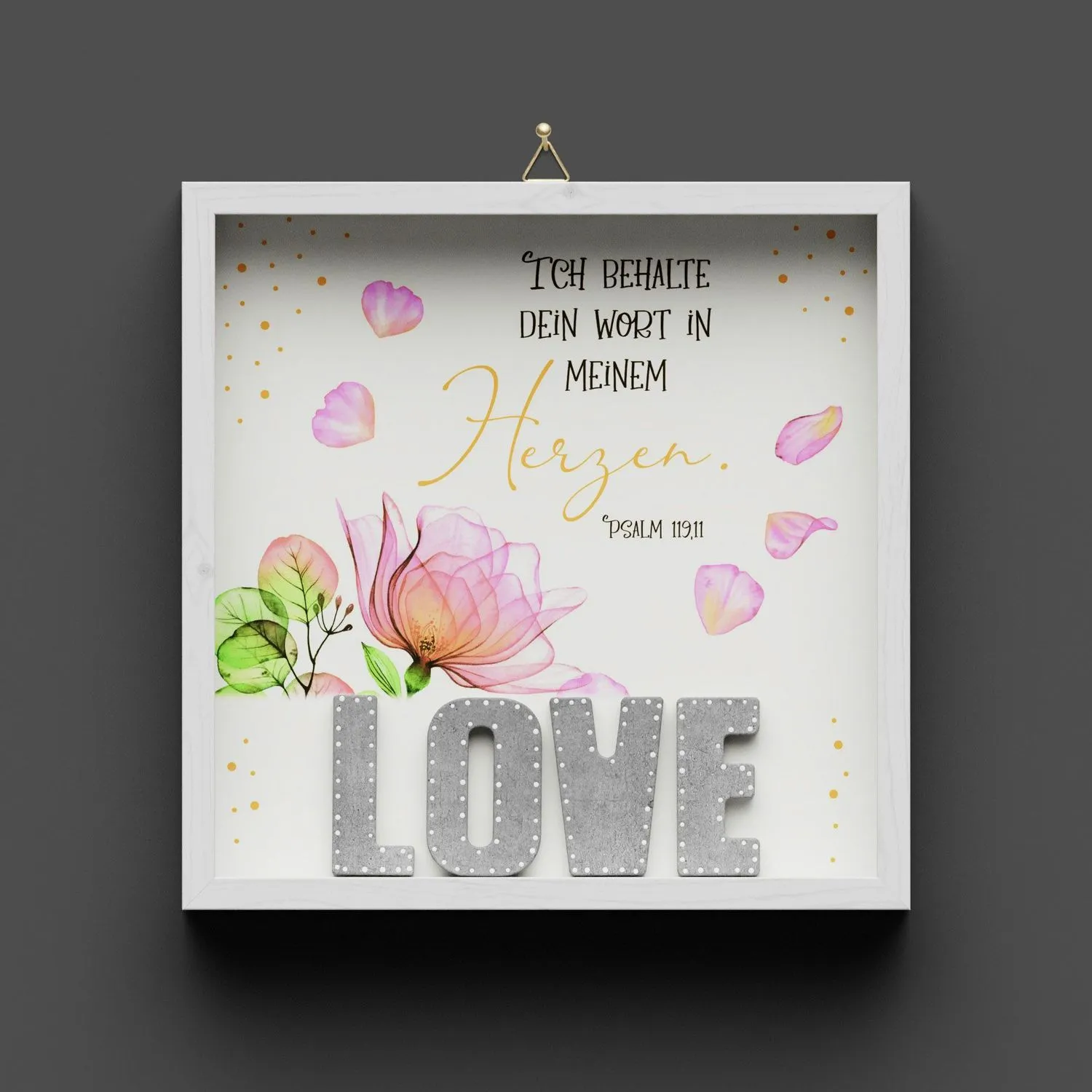 Cementini Wandbild LOVE Ps 119,11 - Dekobild mit Aufhängung, Lovely - Motiv