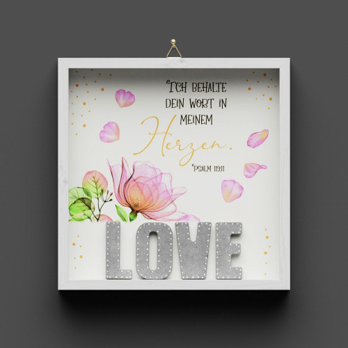 Cementini Wandbild LOVE Ps 119,11 - Dekobild mit Aufhängung, Lovely - Motiv