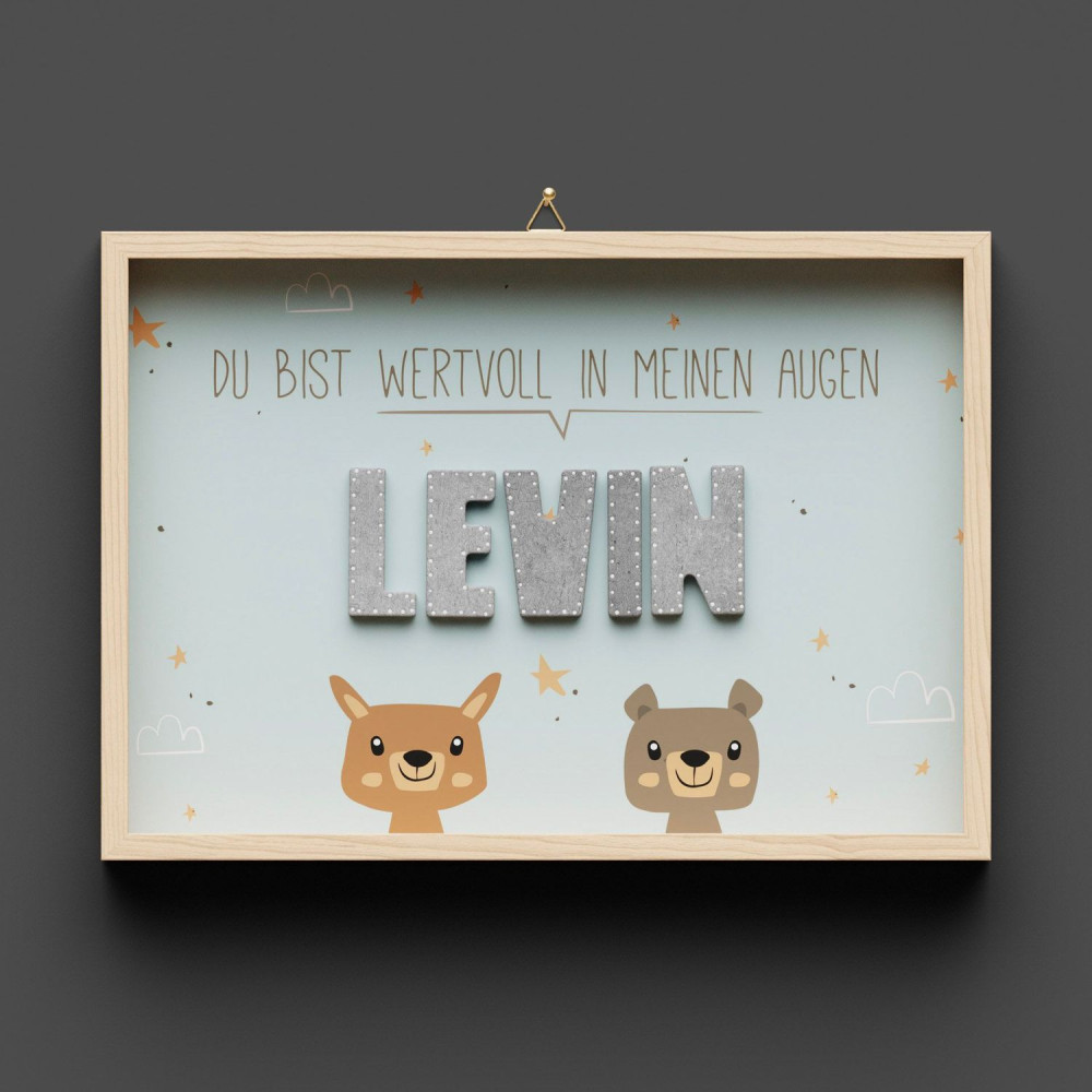 Wandbild aus Holz "Du bist wervoll in meinen Augen" - Mit individuellem Namen