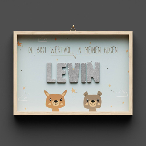 Wandbild aus Holz "Du bist wervoll in meinen Augen" - Mit individuellem Namen