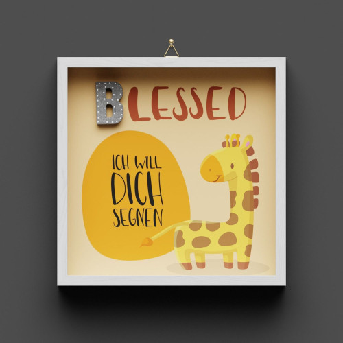 Cementini Wandbild  BLESSED Giraffe - Kinderdeko mit Aufhängung