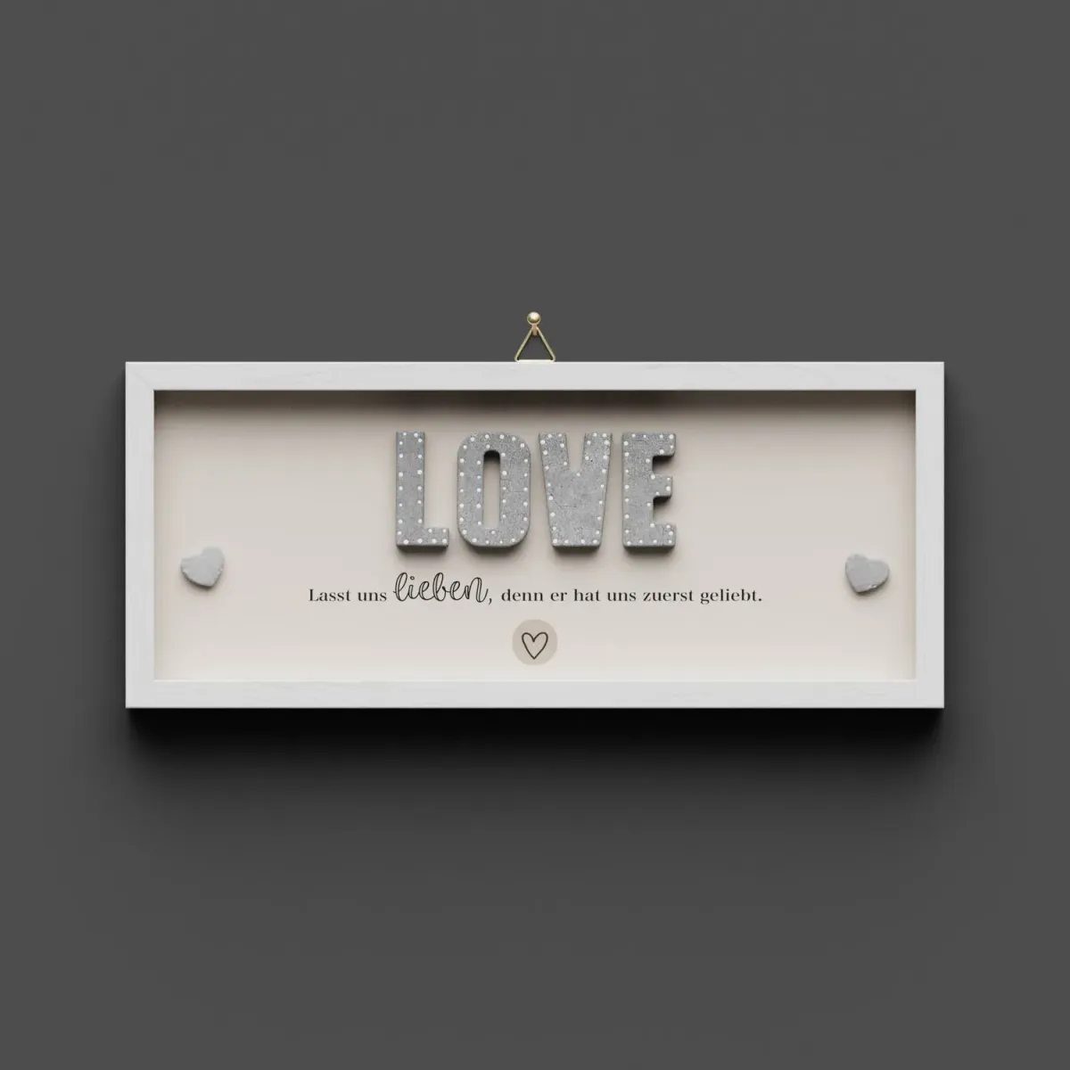 Cementini Wandbild  LOVE 1.Joh. 4,19 - Dekobild mit Aufhänger